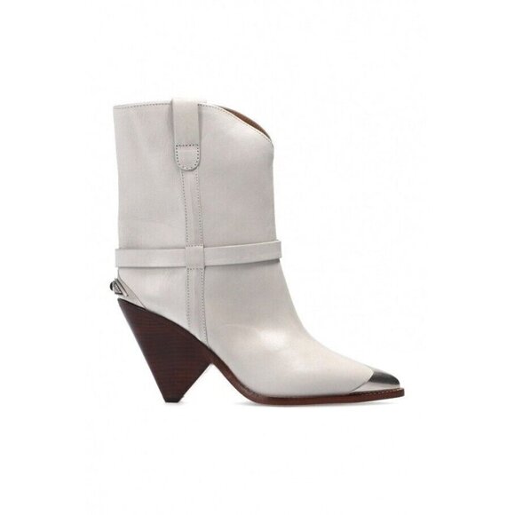 Isabel Marant Lamsy Leather Ankle Cowboy Boots 35 5 Gray New RARE - Picture 1 of 12